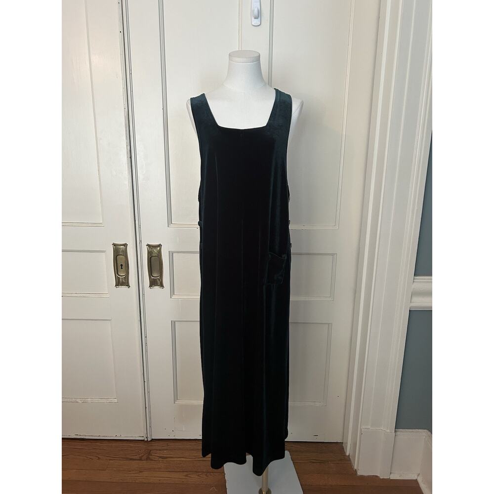 Vintage Worthington Velvet Jumper Dress Womens Size 8 Green Classic Modest